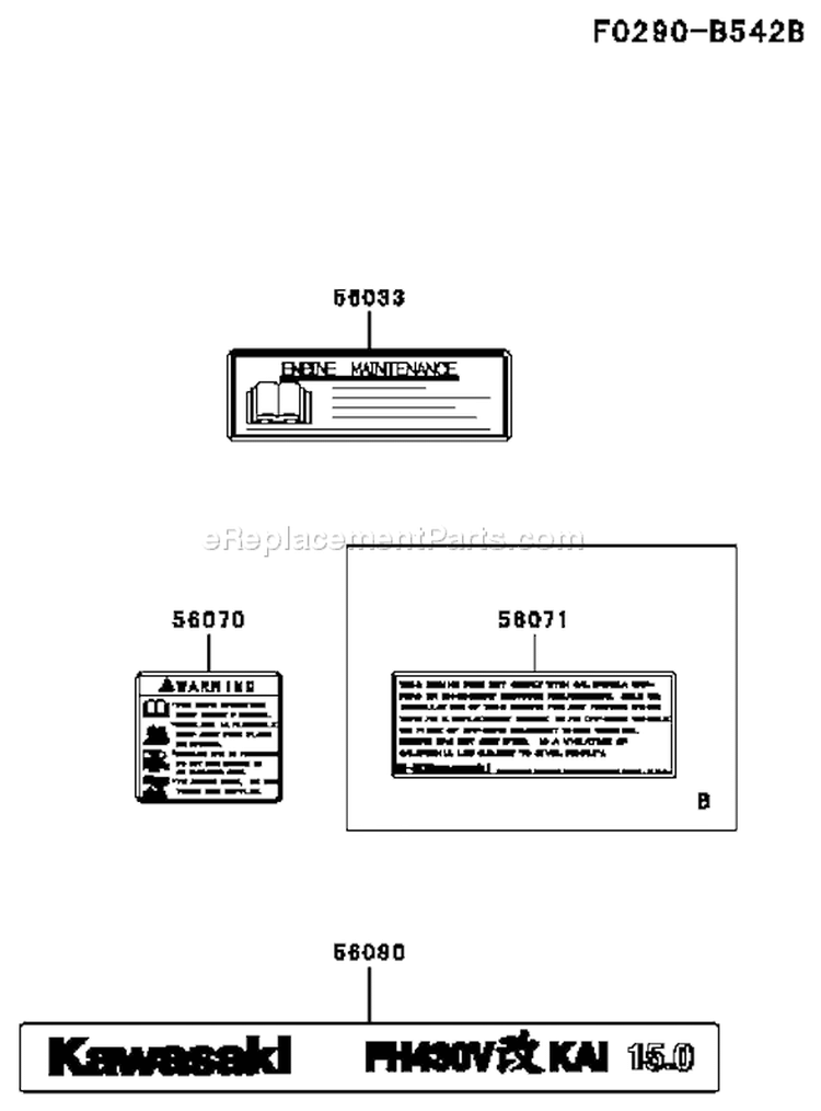 Page H Diagram and Parts List for FH430V AS38 Kawasaki Engine