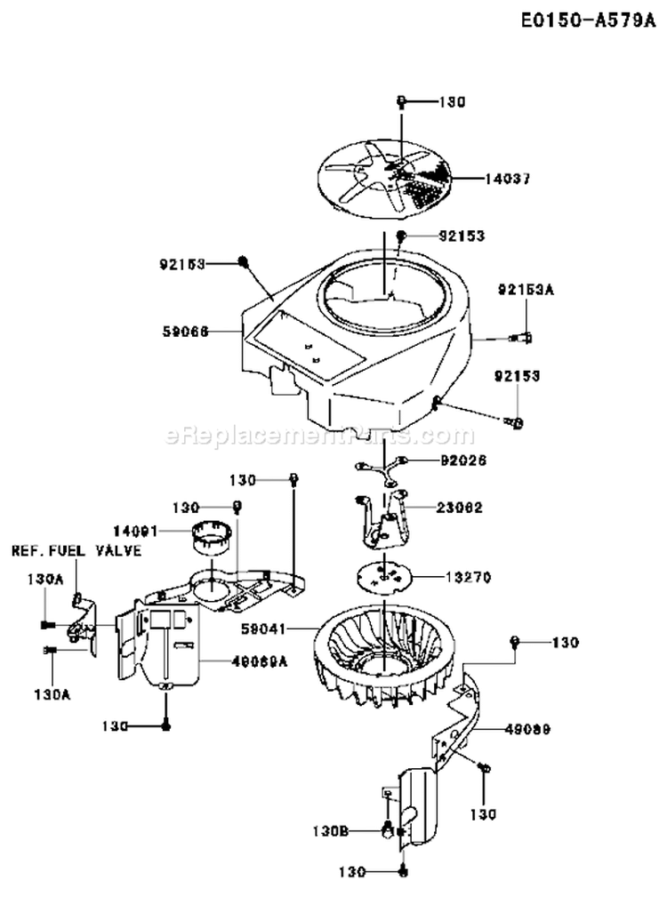Page D Diagram and Parts List for FH430V BS50 Kawasaki Engine