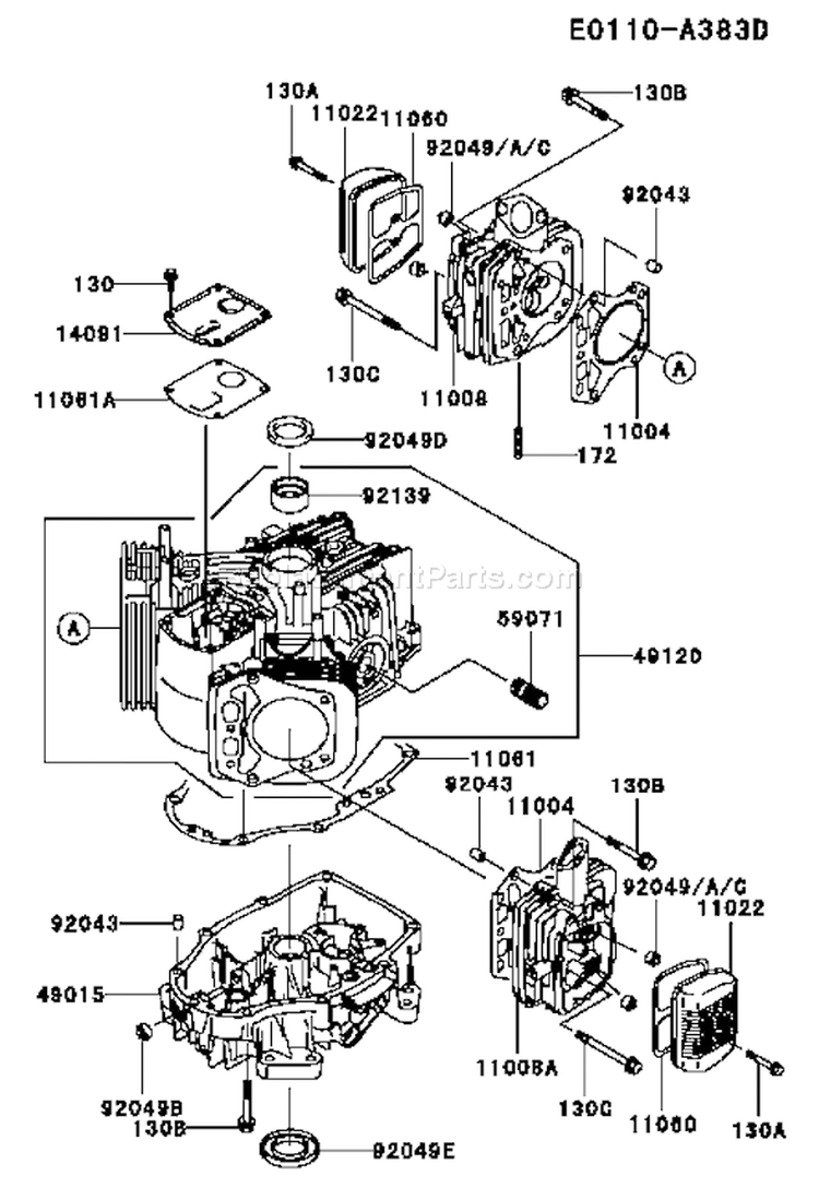 Page E Diagram and Parts List for FH430V BS51 Kawasaki Engine