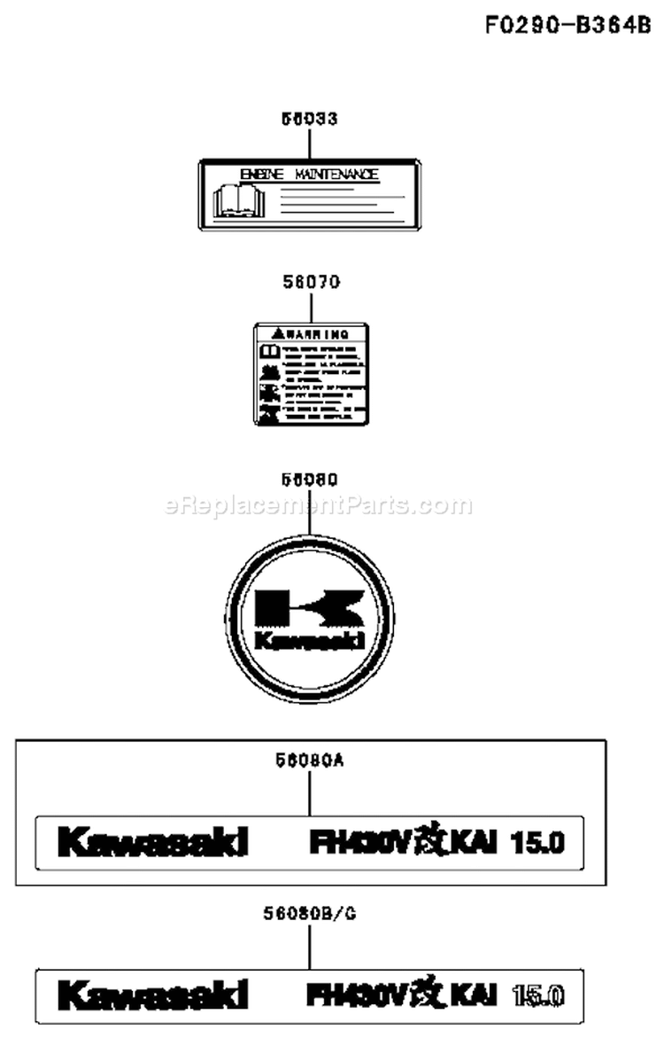 Page H Diagram and Parts List for FH430V AS36 Kawasaki Engine