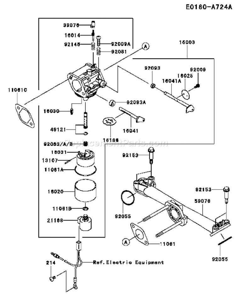 Page B Diagram and Parts List for FH430V AS54 Kawasaki Engine