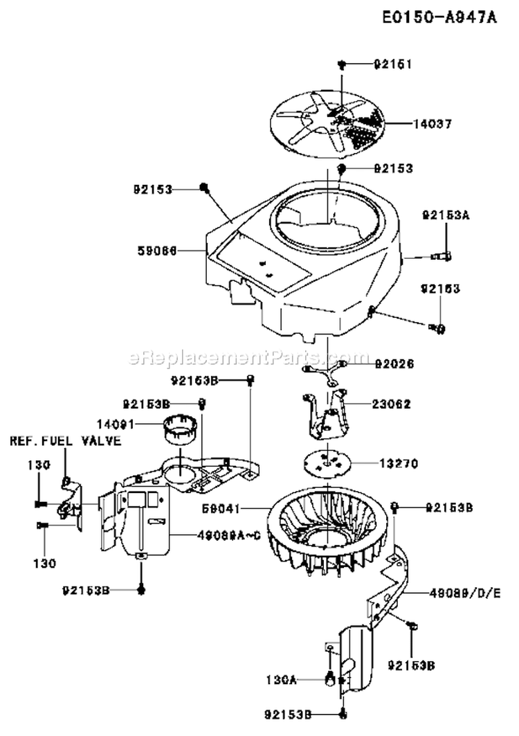 Page D Diagram and Parts List for FH381V BS51 Kawasaki Engine
