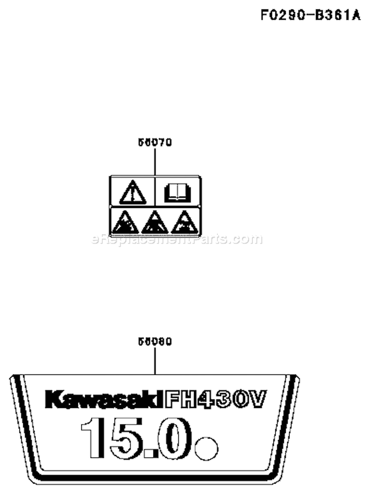 Page H Diagram and Parts List for FH430V AS54 Kawasaki Engine