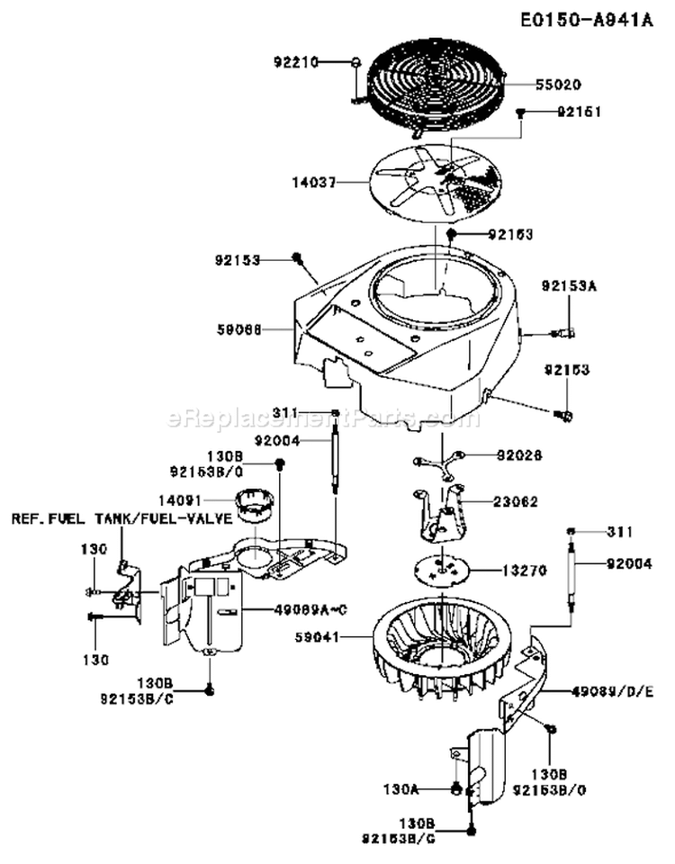 Page D Diagram and Parts List for FH430V AT25 Kawasaki Engine