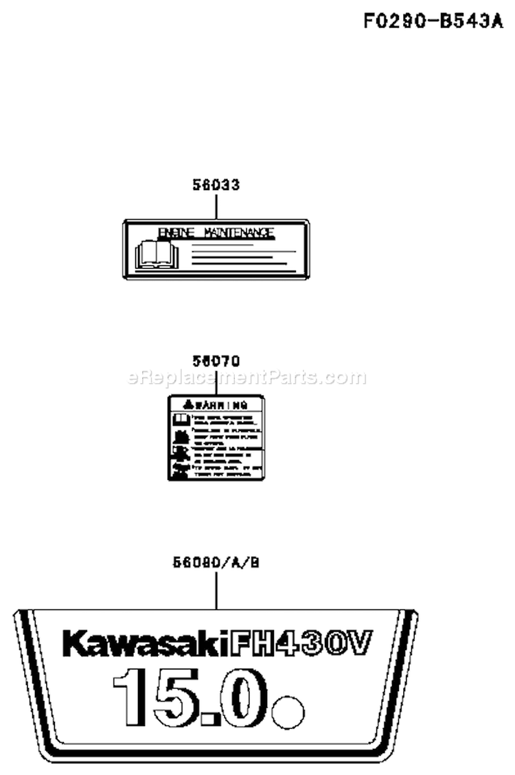 Page H Diagram and Parts List for FH430V AT25 Kawasaki Engine