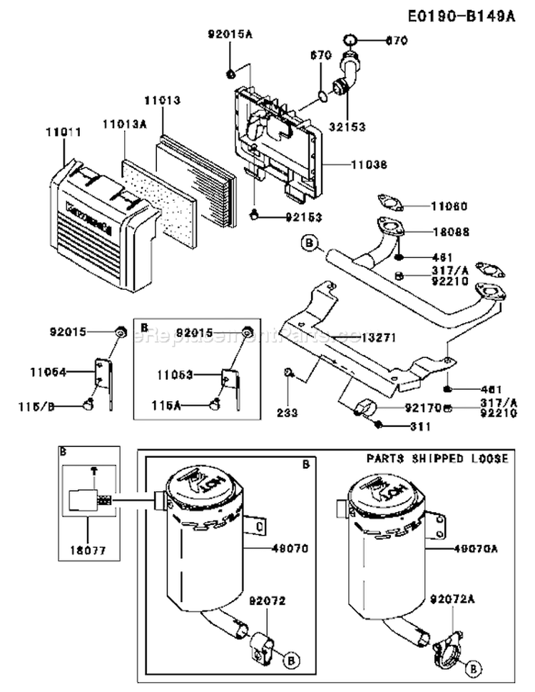 Page A Diagram and Parts List for FH430V BS05 Kawasaki Engine