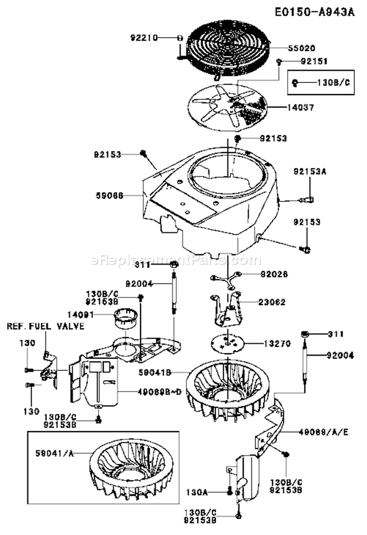 Page D Diagram and Parts List for FH430V BS05 Kawasaki Engine