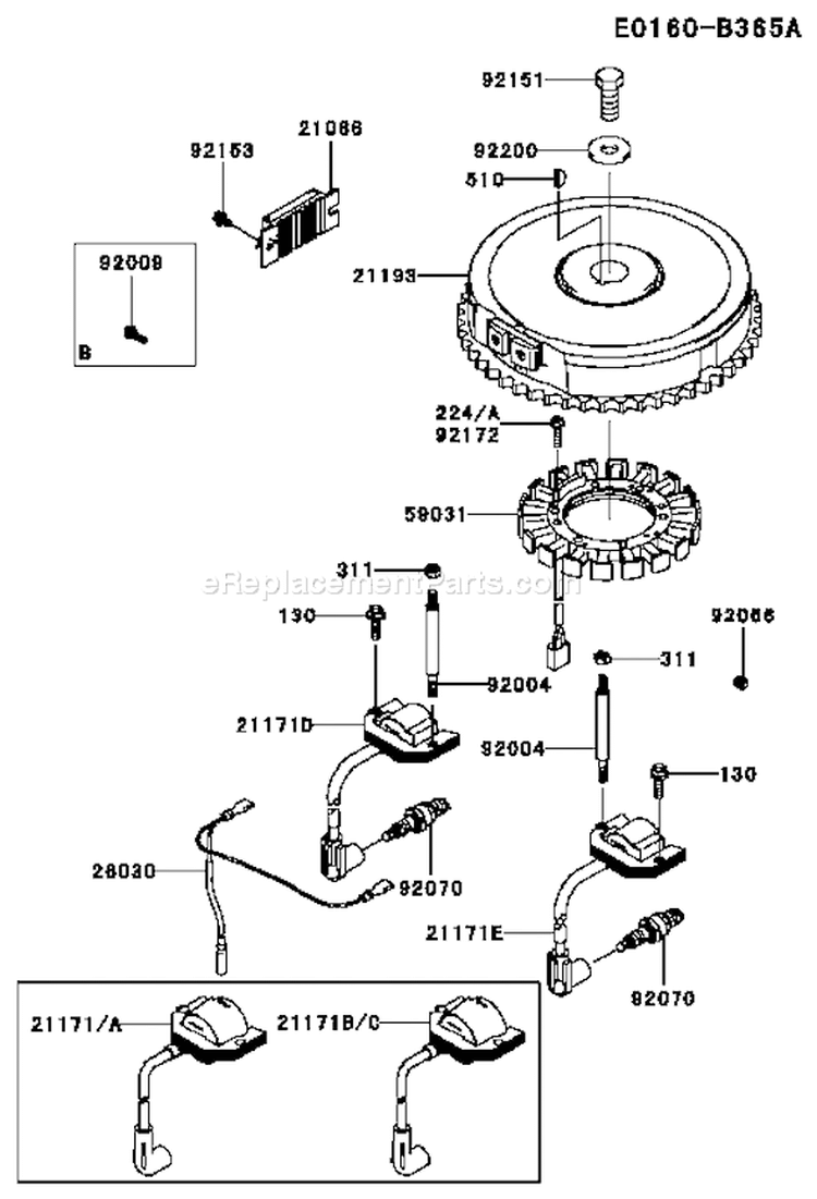 Page F Diagram and Parts List for FH430V BS05 Kawasaki Engine