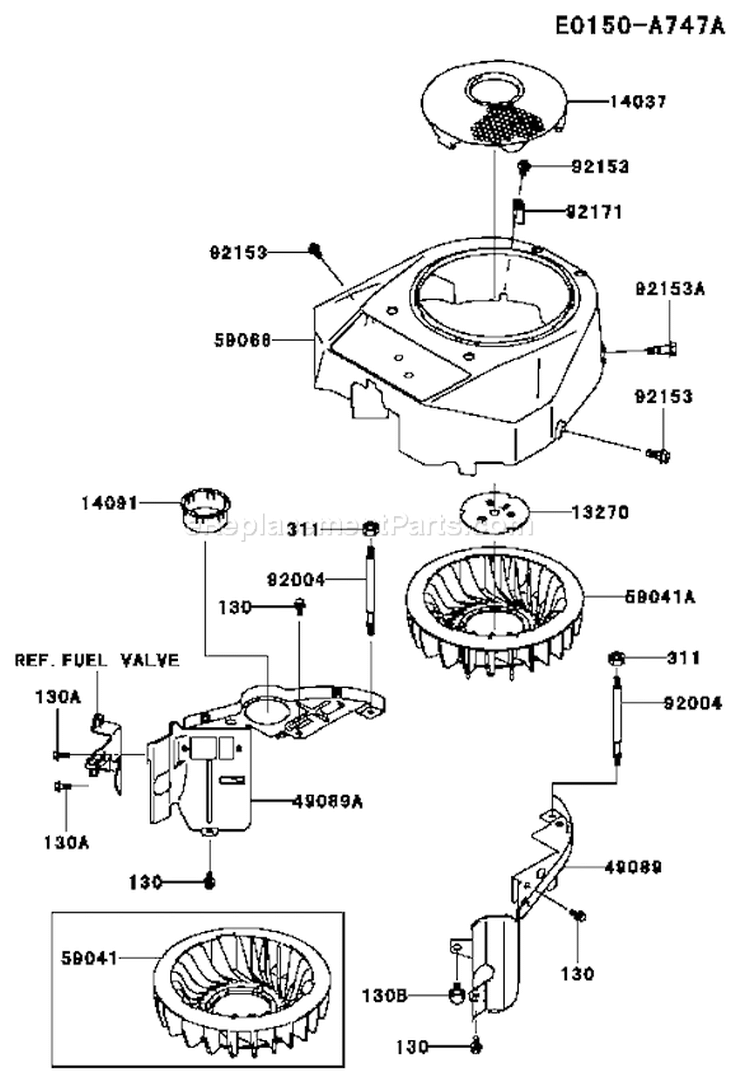Page D Diagram and Parts List for FH430V CS10 Kawasaki Engine