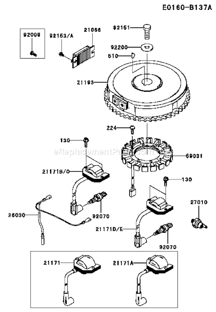 Page F Diagram and Parts List for FH430V BS12 Kawasaki Engine