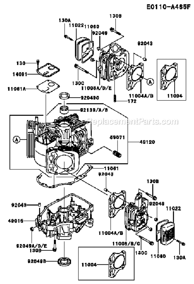 Page E Diagram and Parts List for FH430V CS25 Kawasaki Engine