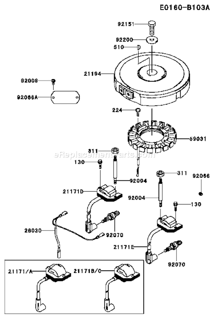 Page F Diagram and Parts List for FH430V CS24 Kawasaki Engine