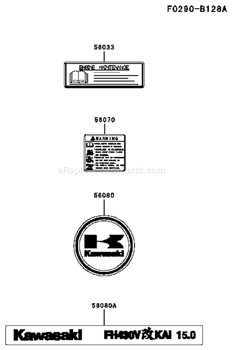 Page H Diagram and Parts List for FH430V CS24 Kawasaki Engine