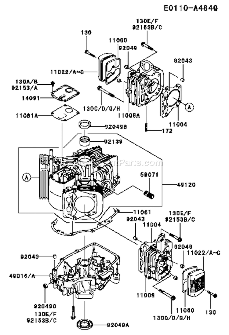 Page E Diagram and Parts List for FH430V AS33 Kawasaki Engine