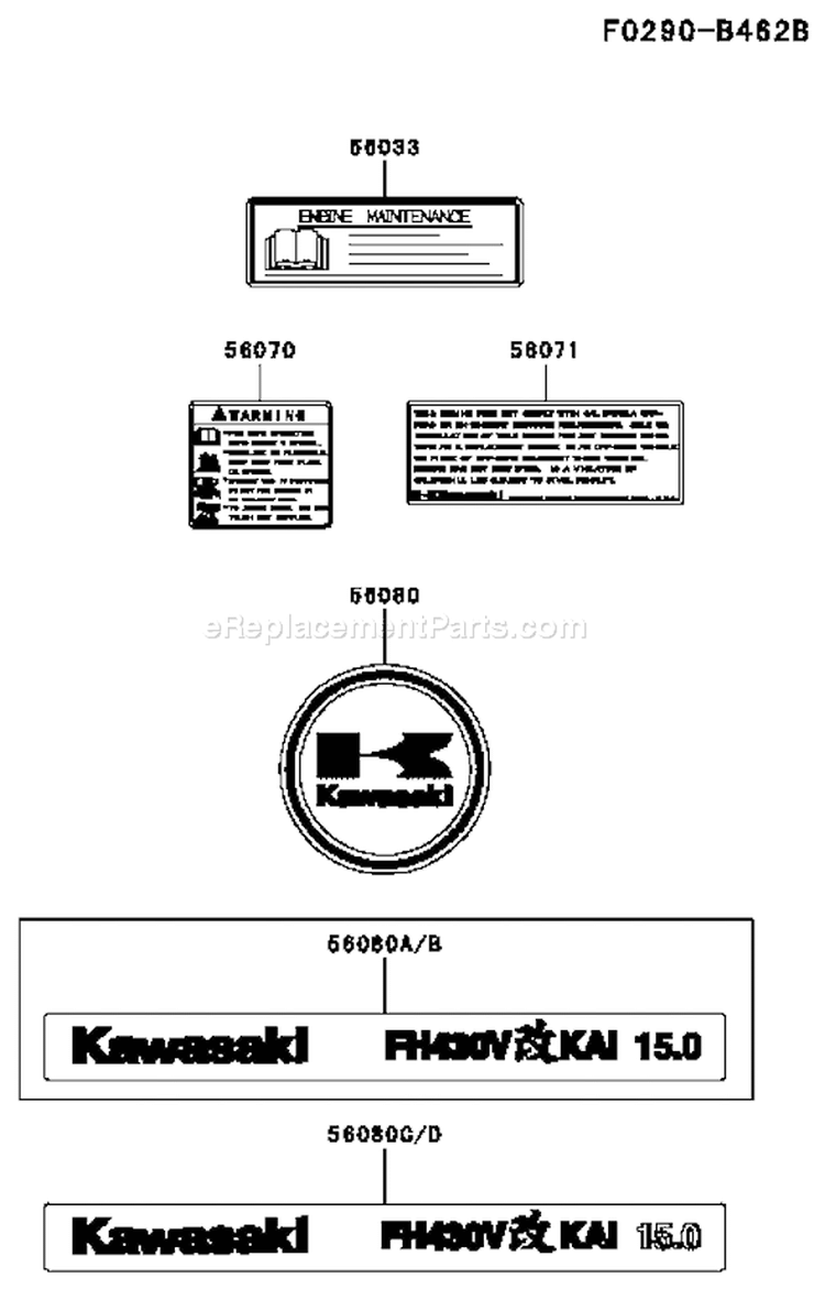 Page H Diagram and Parts List for FH430V AS33 Kawasaki Engine