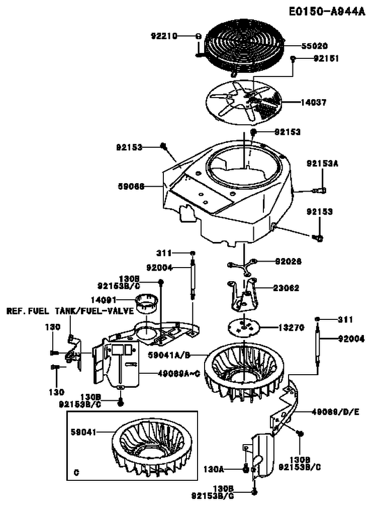 Page D Diagram and Parts List for FH430V DS01 Kawasaki Engine
