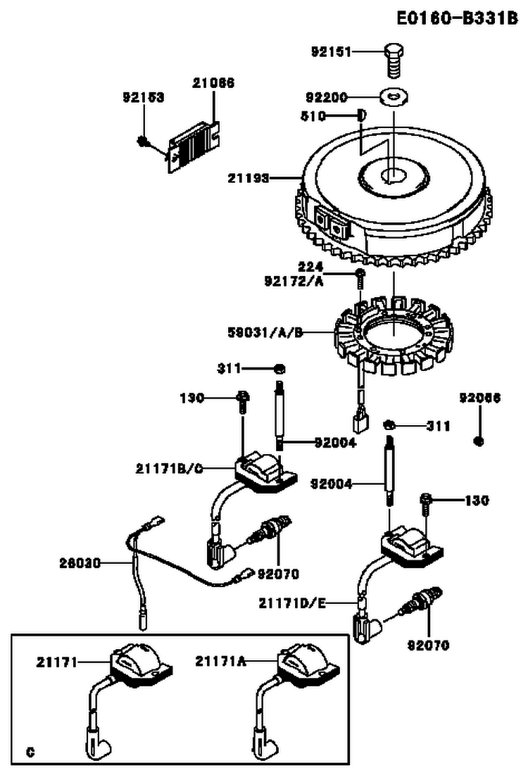 Page F Diagram and Parts List for FH430V DS01 Kawasaki Engine