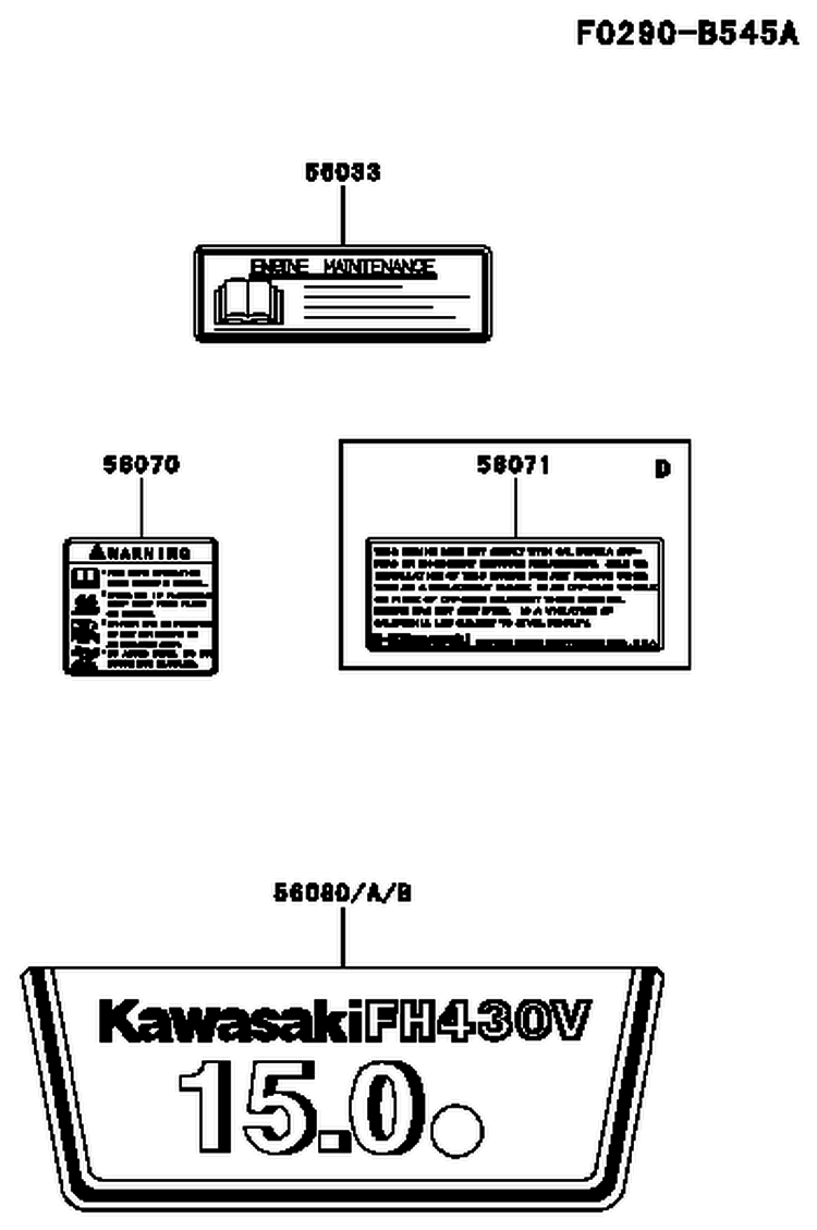 Page H Diagram and Parts List for FH430V DS01 Kawasaki Engine