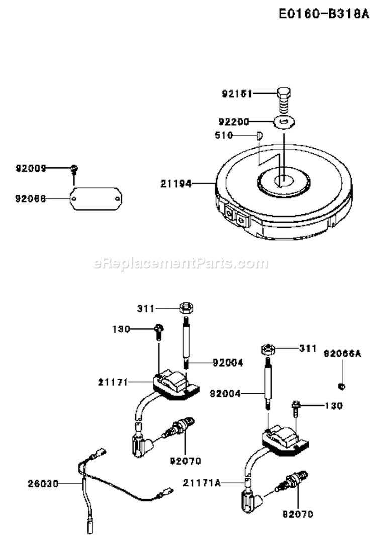 Page F Diagram and Parts List for FH430V DS22 Kawasaki Engine