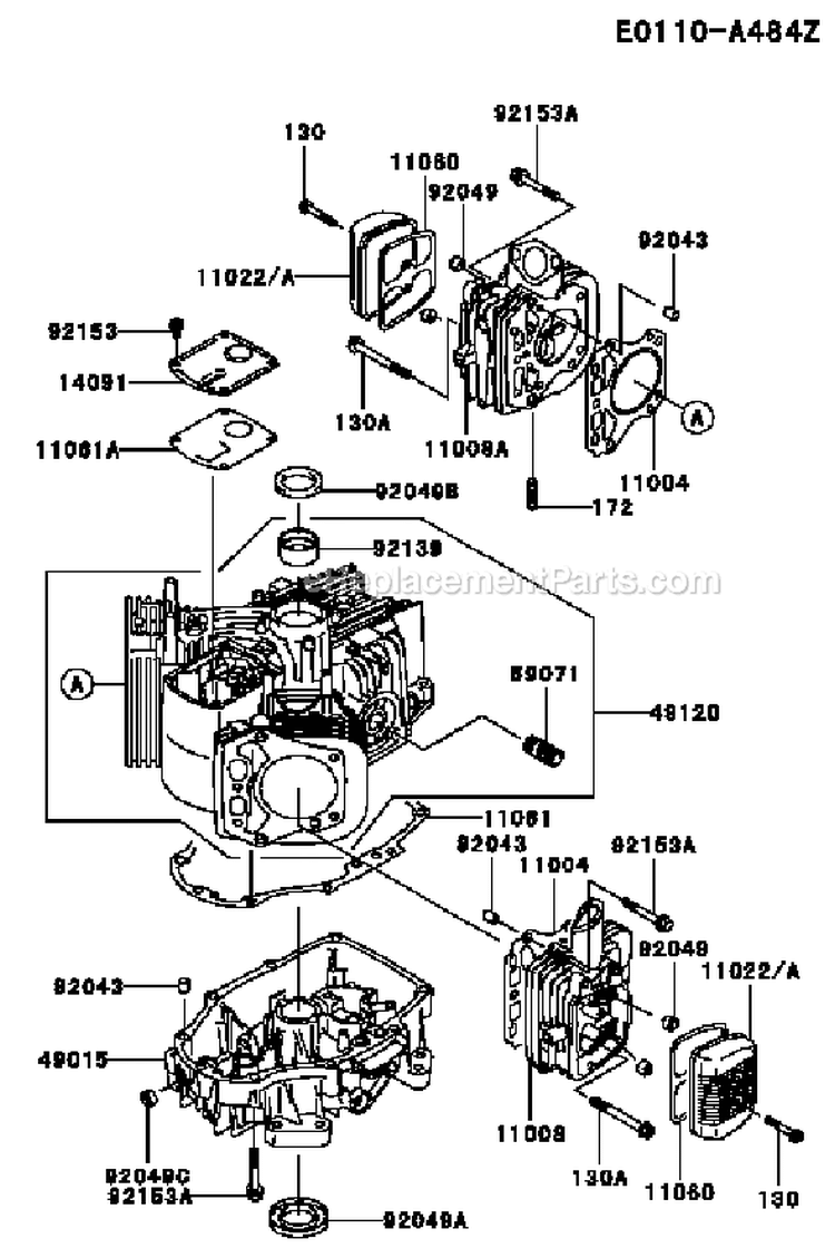 Page E Diagram and Parts List for FH430V DS25 Kawasaki Engine