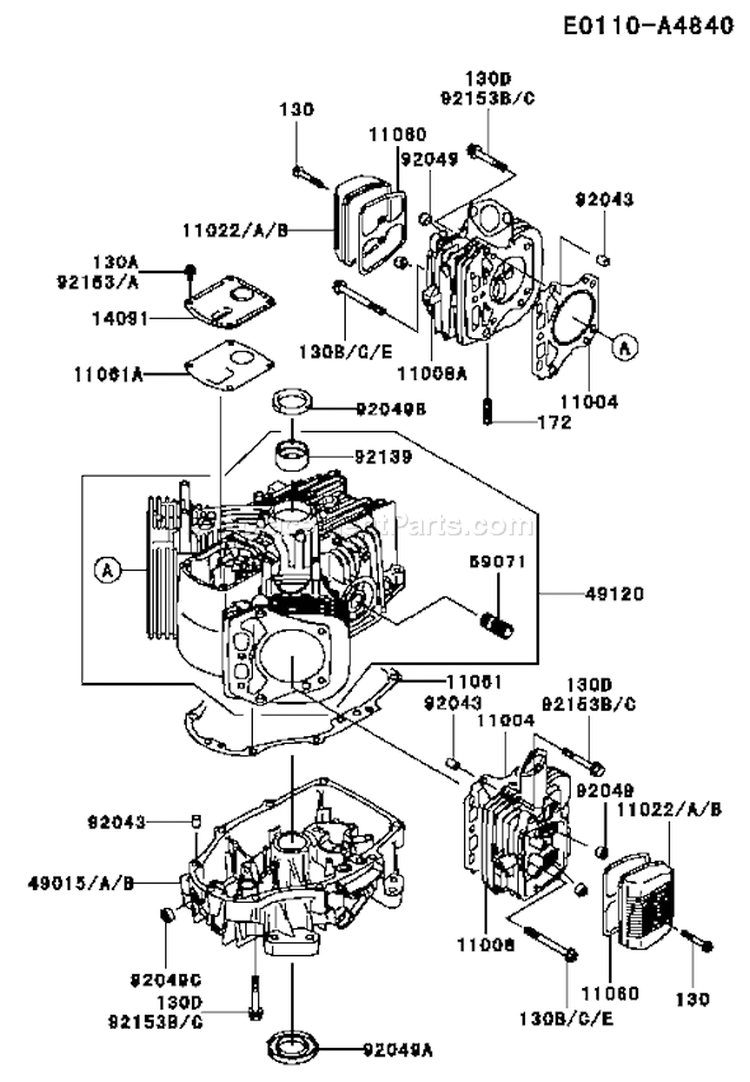 Page E Diagram and Parts List for FH430V DS27 Kawasaki Engine