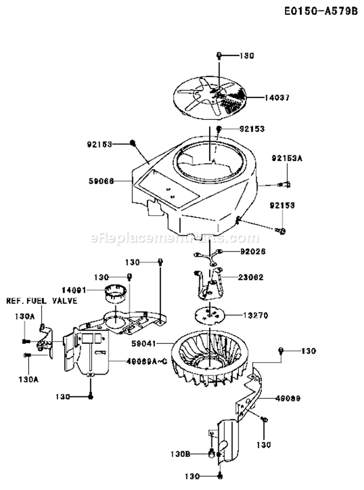 Page D Diagram and Parts List for FH430V DS50 Kawasaki Engine