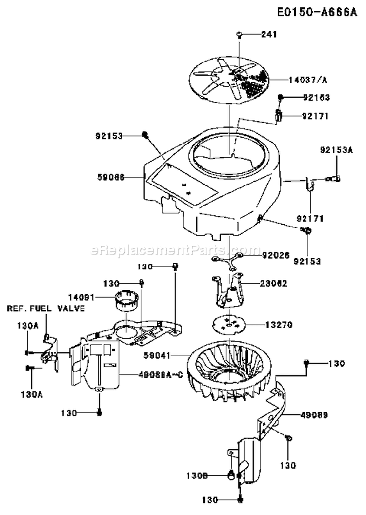 Page D Diagram and Parts List for FH430V DS51 Kawasaki Engine