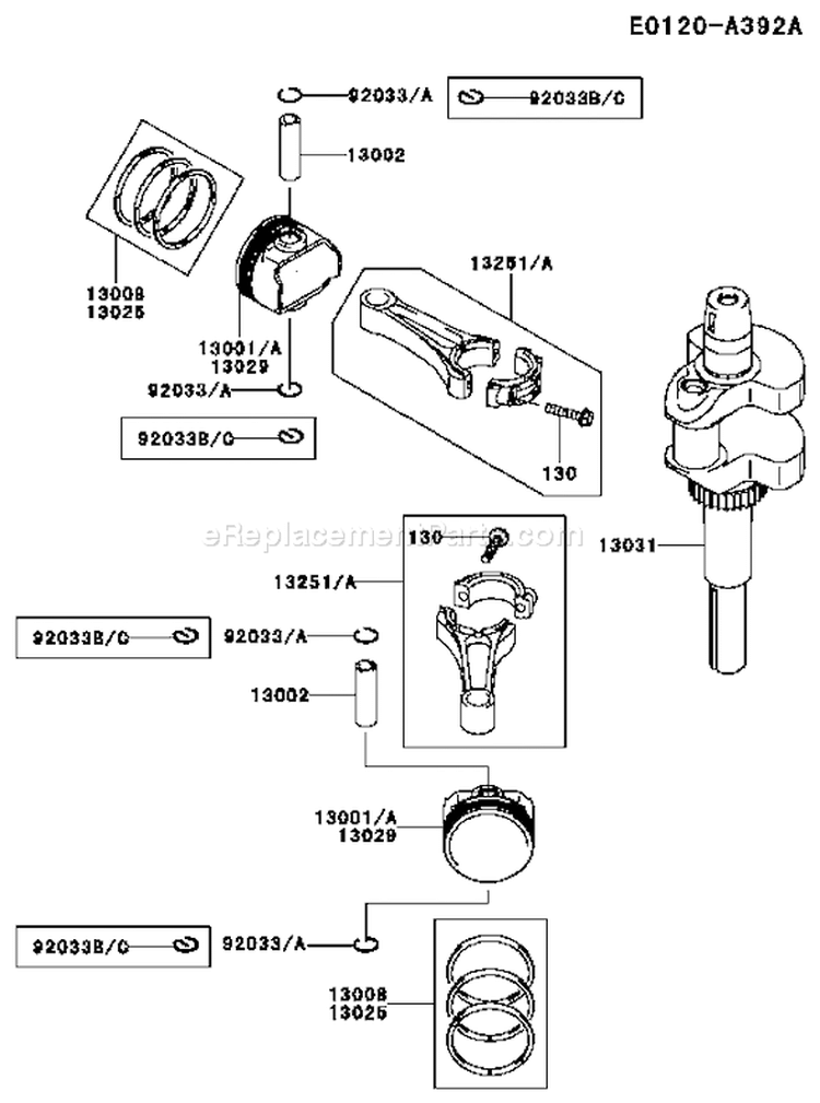 Page J Diagram and Parts List for FH430V ES06 Kawasaki Engine