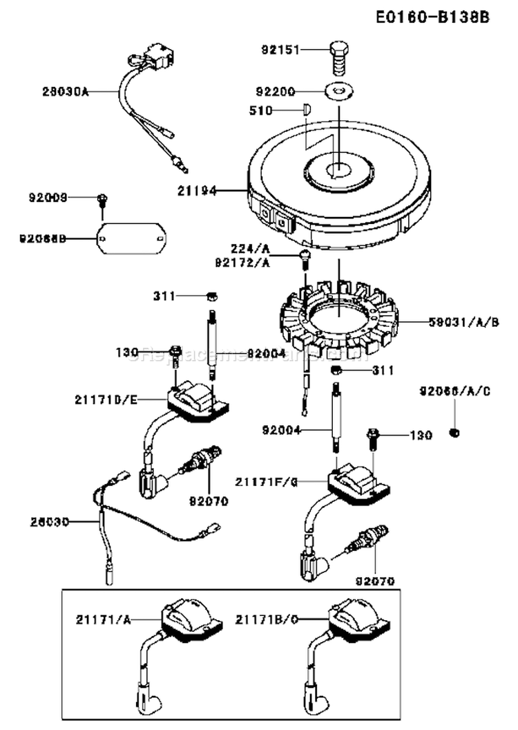 Page F Diagram and Parts List for FH430V ES06 Kawasaki Engine