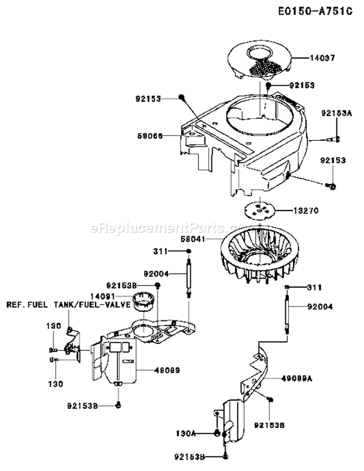 Page D Diagram and Parts List for FH381V AS30 Kawasaki Engine