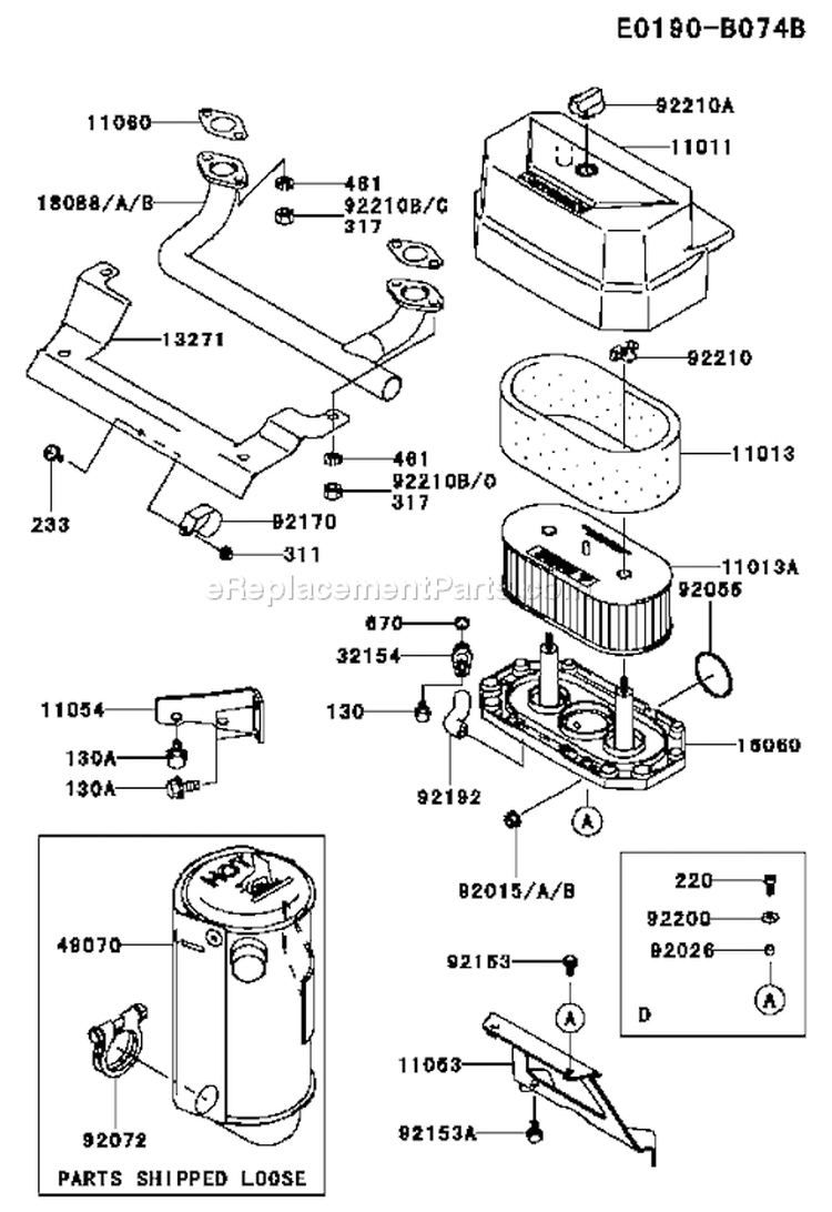 Page A Diagram and Parts List for FH430V ES28 Kawasaki Engine