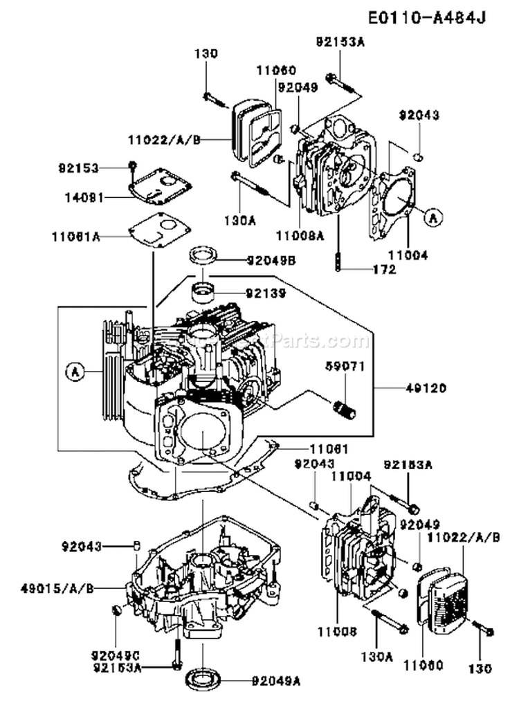 Page E Diagram and Parts List for FH430V AS38 Kawasaki Engine