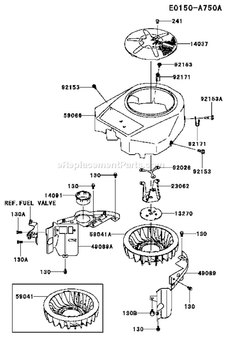 Page D Diagram and Parts List for FH430V GS51 Kawasaki Engine