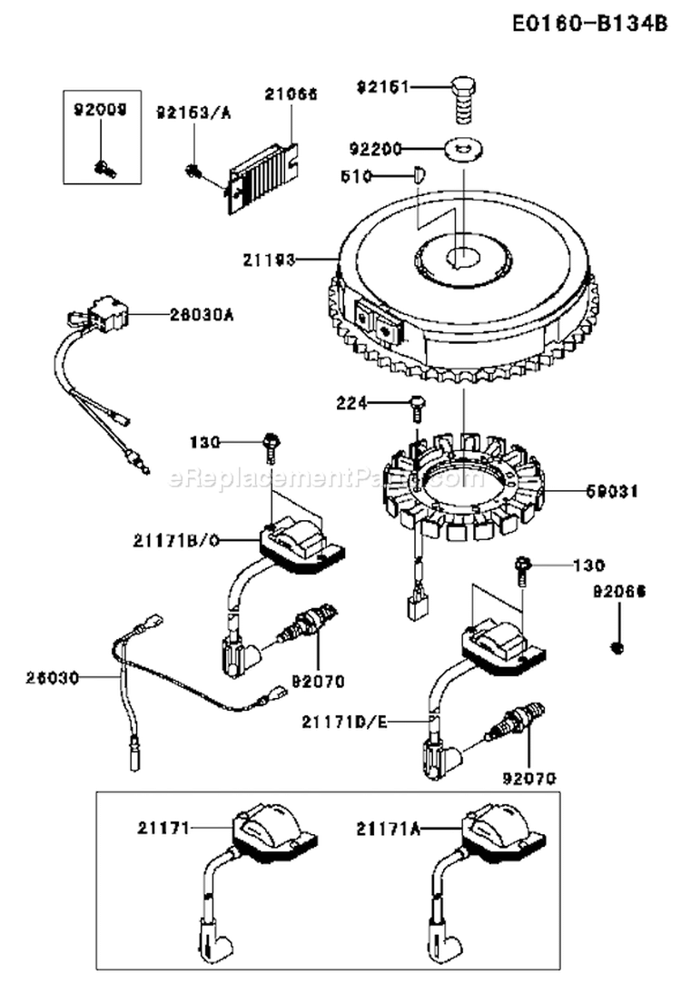 Page F Diagram and Parts List for FH430V GS51 Kawasaki Engine
