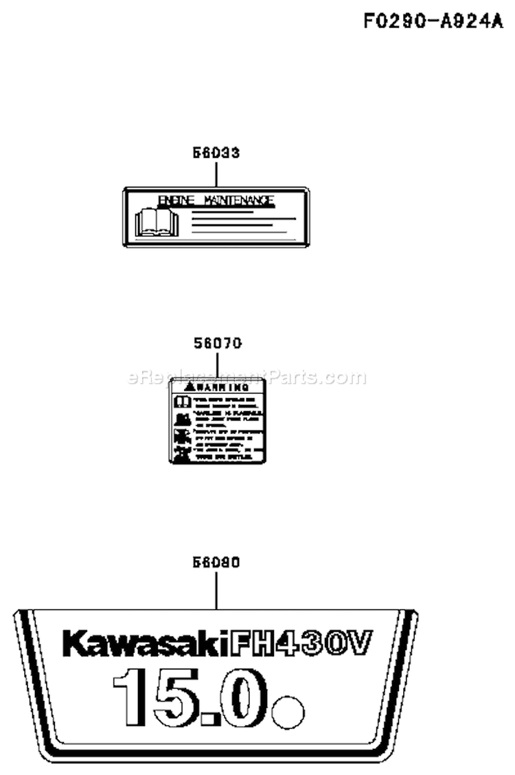 Page H Diagram and Parts List for FH430V AS05 Kawasaki Engine