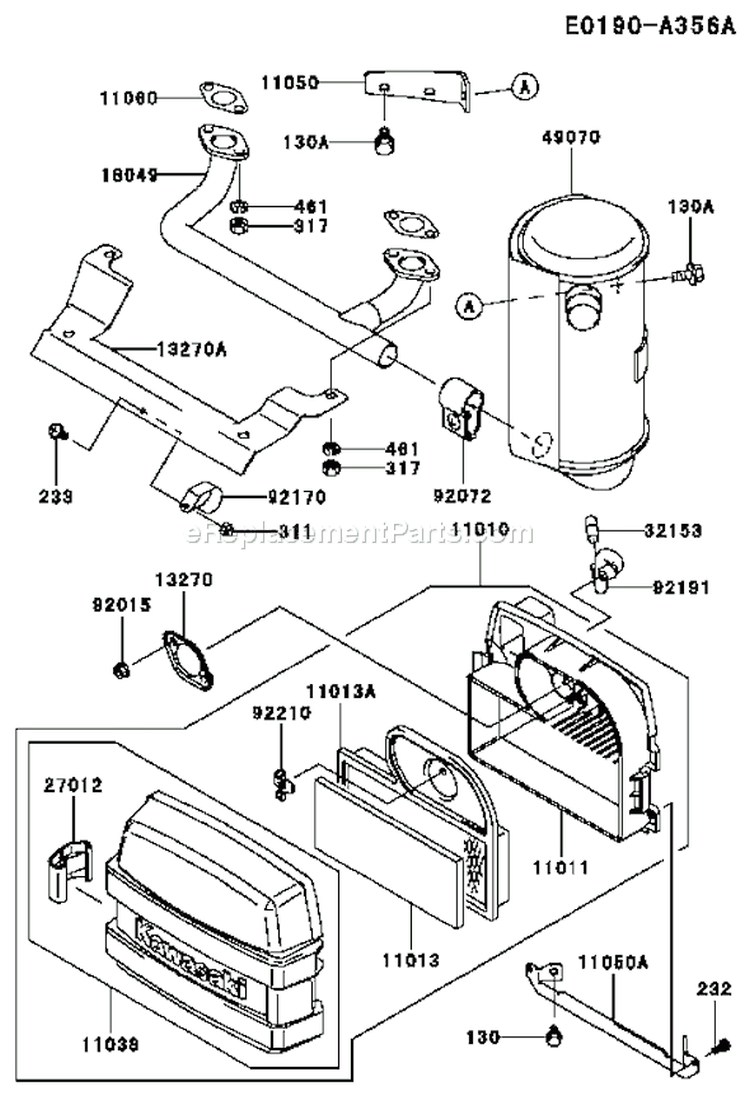Page A Diagram and Parts List for FH451V AS03 Kawasaki Engine