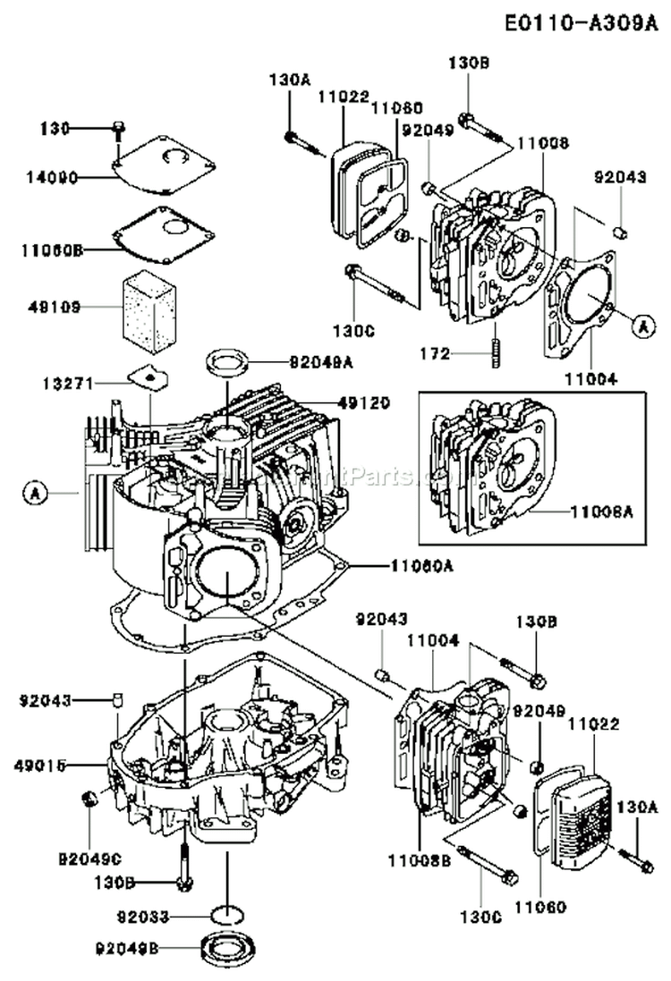 Page E Diagram and Parts List for FH451V AS10 Kawasaki Engine