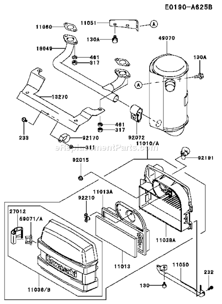 Page A Diagram and Parts List for FH451V AS11 Kawasaki Engine