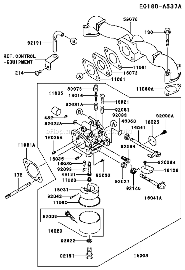 Page B Diagram and Parts List for FH451V AS11 Kawasaki Engine