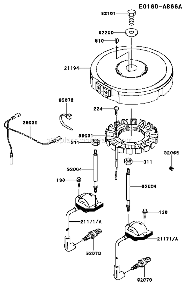 Page F Diagram and Parts List for FH451V AS11 Kawasaki Engine
