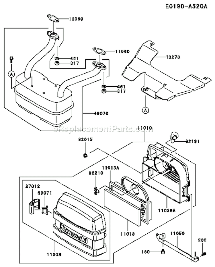 Page A Diagram and Parts List for FH451V AS16 Kawasaki Engine