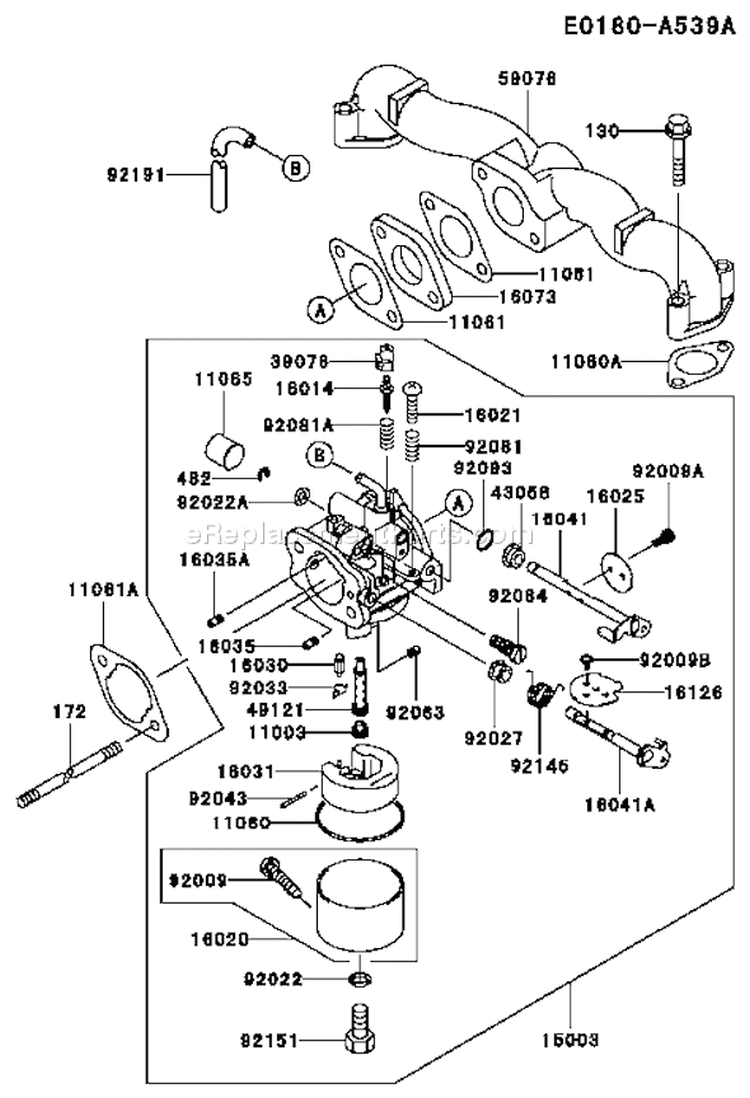 Page B Diagram and Parts List for FH451V AS18 Kawasaki Engine