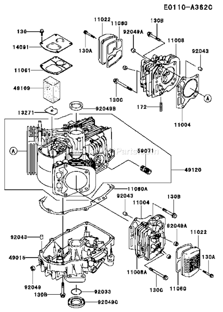 Page E Diagram and Parts List for FH451V AS11 Kawasaki Engine