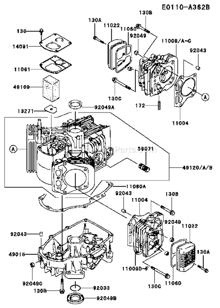 Page E Diagram and Parts List for FH451V AS04 Kawasaki Engine