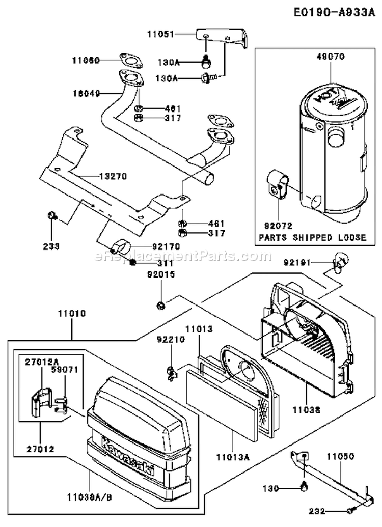 Page A Diagram and Parts List for FH451V BS10 Kawasaki Engine