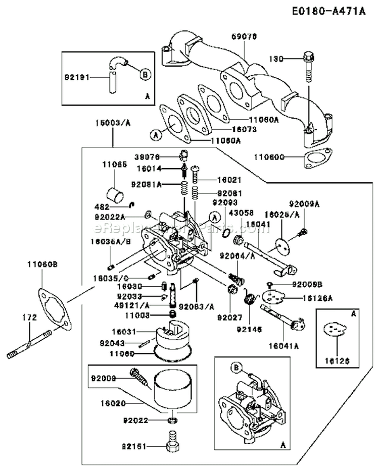 Page B Diagram and Parts List for FH451V BS12 Kawasaki Engine