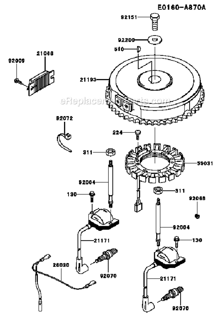 Page F Diagram and Parts List for FH451V BS16 Kawasaki Engine