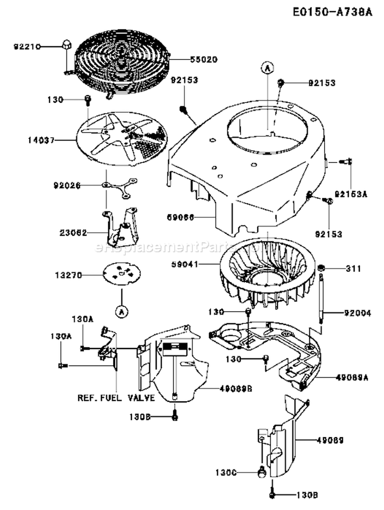 Page D Diagram and Parts List for FH451V CS18 Kawasaki Engine