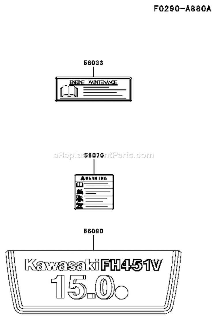 Page H Diagram and Parts List for FH451V DS17 Kawasaki Engine