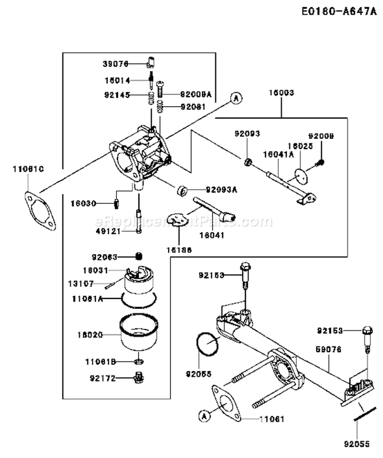 Page B Diagram and Parts List for FH480V AS24 Kawasaki Engine